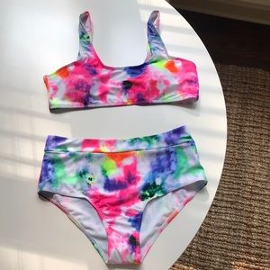 Tie-Dye Wash High-Rise Bikini Swimsuit